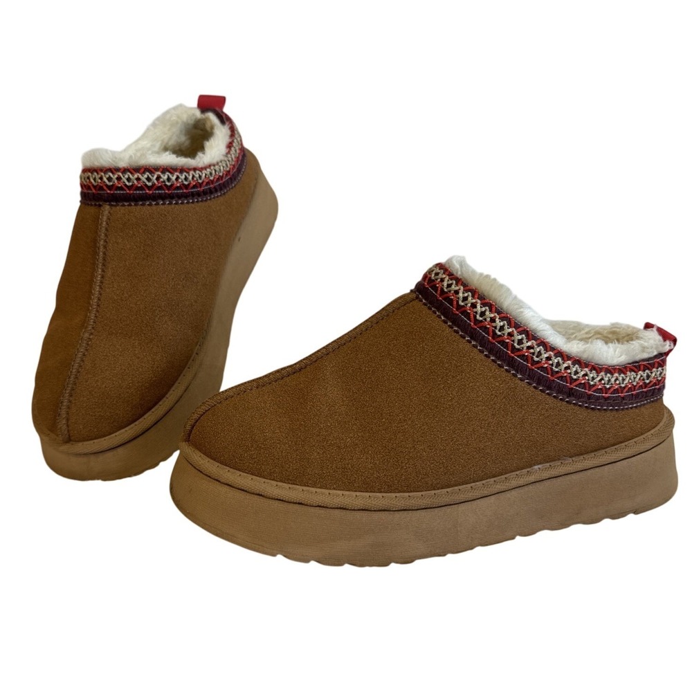 Size 10 Suede Clogs Mules Platform Slippers Faux Fur Lined Comfort Casual Shoes